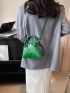 Crocodile Embossed Dome Bag Mini Zipper Green