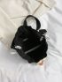 Mini Bucket Bag Flower Decor Pocket Front