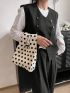 Polka Dot Graphic Crochet Bag Mini Double Handle