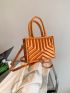 Mini Square Bag Orange Quilted Double Handle