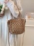 Medium Straw Bag Hollow Out Double Handle For Vacation