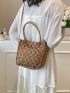 Medium Straw Bag Hollow Out Double Handle For Vacation