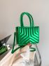 Mini Square Bag Green Quilted Double Handle