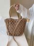 Medium Straw Bag Hollow Out Double Handle For Vacation