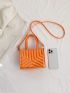 Mini Square Bag Orange Quilted Double Handle