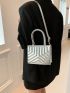 Mini Square Bag Funky Metallic Quilted Detail Double Handle PU