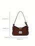 Studded Decor Hobo Bag Small Brown