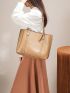 Small Shoulder Tote Bag Brown Minimalist For Work, Mothers Day Gift For Mom