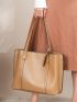 Small Shoulder Tote Bag Brown Minimalist For Work, Mothers Day Gift For Mom