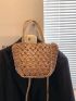 Medium Straw Bag Hollow Out Double Handle For Vacation