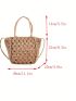 Medium Straw Bag Hollow Out Double Handle For Vacation