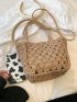 Medium Straw Bag Hollow Out Double Handle For Vacation