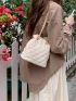 Mini Bucket Bag Quilted Chain Strap For Daily