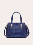 Crocodile Embossed Square Bag Double Handle For Daily