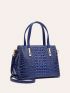 Crocodile Embossed Square Bag Double Handle For Daily