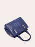 Crocodile Embossed Square Bag Double Handle For Daily