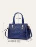 Crocodile Embossed Square Bag Double Handle For Daily