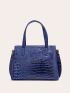 Crocodile Embossed Square Bag Double Handle For Daily