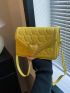 Small Square Bag Quilted Metal Decor Flap