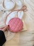 Mini Circle Bag Quilted Chain Strap For Daily