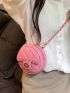 Mini Circle Bag Quilted Chain Strap For Daily