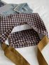 Large Hobo Bag Gingham Pattern Adjustable Strap For Daily