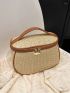 Small Straw Bag Vacation Piping Trim Zipper Paper For Summer