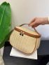 Small Straw Bag Vacation Piping Trim Zipper Paper For Summer