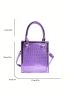 Mini Square Bag Crocodile Embossed Metallic PU Funky