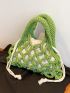 Hollow Out Crochet Bag With Inner Pouch Green