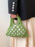 Hollow Out Crochet Bag With Inner Pouch Green