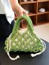 Hollow Out Crochet Bag With Inner Pouch Green