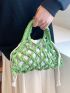 Hollow Out Crochet Bag With Inner Pouch Green