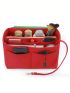 Red Bag Insert Casual Multi-Pocket Zipper Polyester Purse Organizer