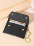 Black Small Wallet Fashionable Snap Button PU