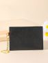 Black Small Wallet Fashionable Snap Button PU