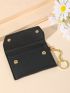 Black Small Wallet Fashionable Snap Button PU