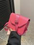 Mini Square Bag Funky Neon-pink Flap Adjustable Strap PU