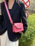 Mini Square Bag Funky Neon-pink Flap Adjustable Strap PU