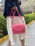 Mini Square Bag Funky Neon-pink Flap Adjustable Strap PU