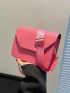 Mini Square Bag Funky Neon-pink Flap Adjustable Strap PU