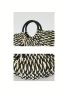 Mini Straw Bag Vacation Two Tone Top Ring