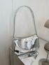 Zipper Baguette Bag Metallic PU Funky