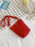 Mini Bucket Bag Letter Patch Decor Magnet Polyester