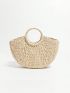 Mini Straw Bag No-closure Double Handle Vacation