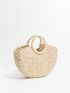 Mini Straw Bag No-closure Double Handle Vacation