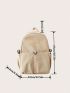 Letter Patch Decor Classic Backpack With Zipper Preppy