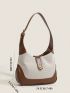 Small Retro Hobo Bag Two Tone Twist Lock For Daily Life