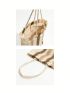 Striped Pattern Straw Bag Double Handle Vacation