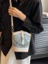 Colorblock Bucket Bag Mini Chain Decor